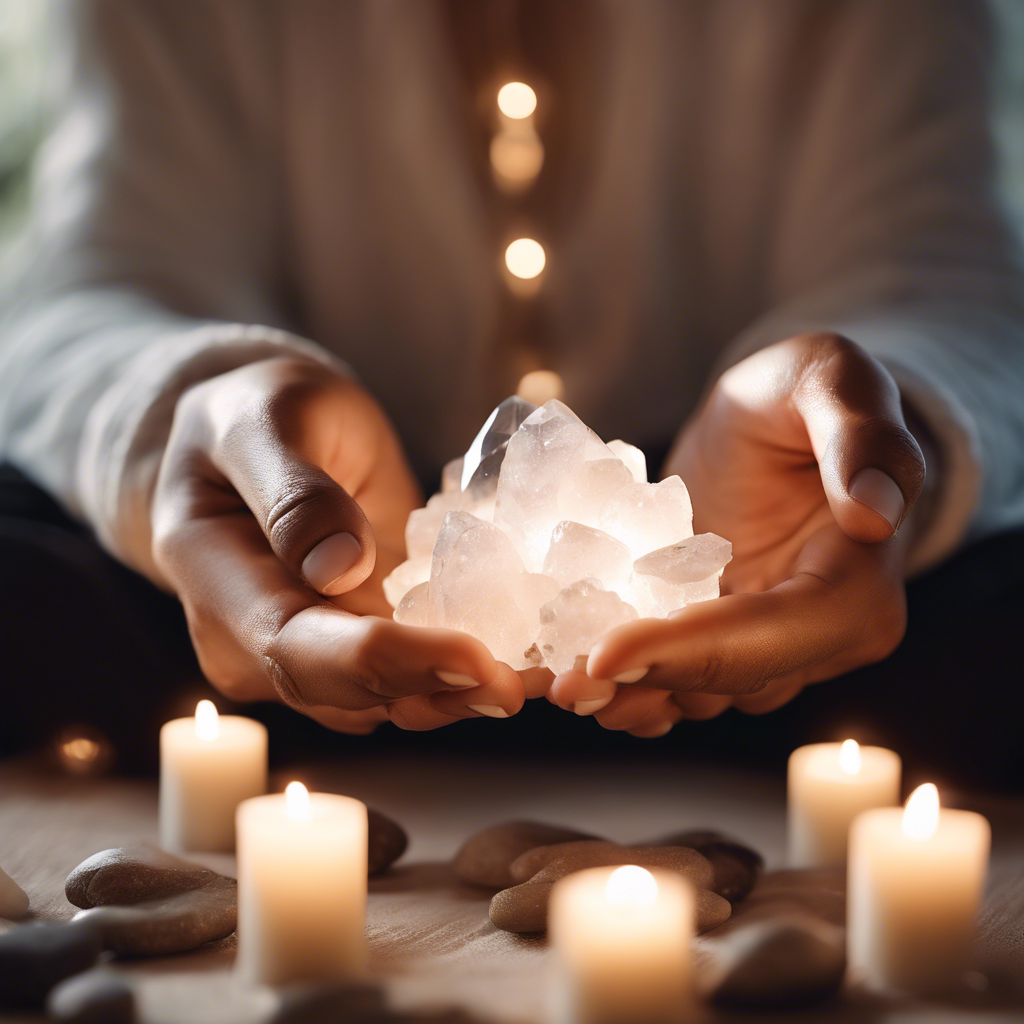Uso de un cristal de cuarzo para equilibrar la energía.